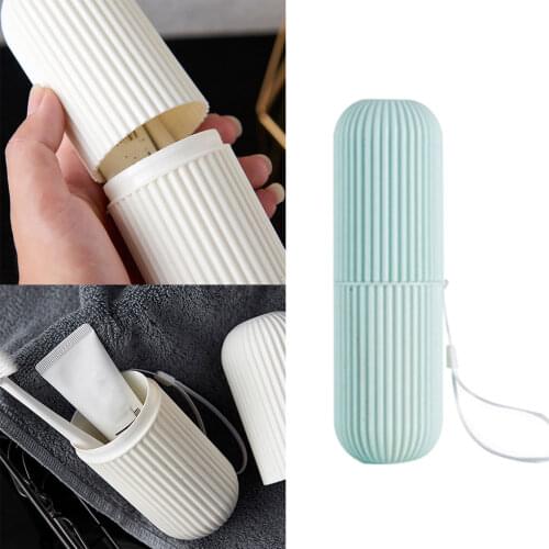Toothbrush Holder Stripe Travel Toothpaste Storage Box Plastic Bathroom Wash Cup Traveling Outdoor Hiking Toothbrush Case