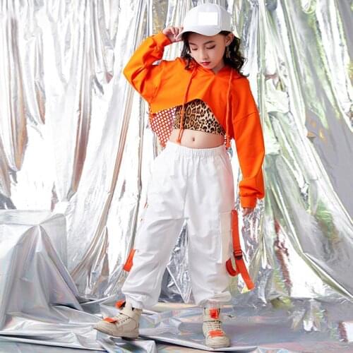 Kids Hip Hop Clothing Leopard Vest Hoodie Crop Tops Casual Pants For Girls Performance Jazz Dancing Costumes Streetwear Clothes
