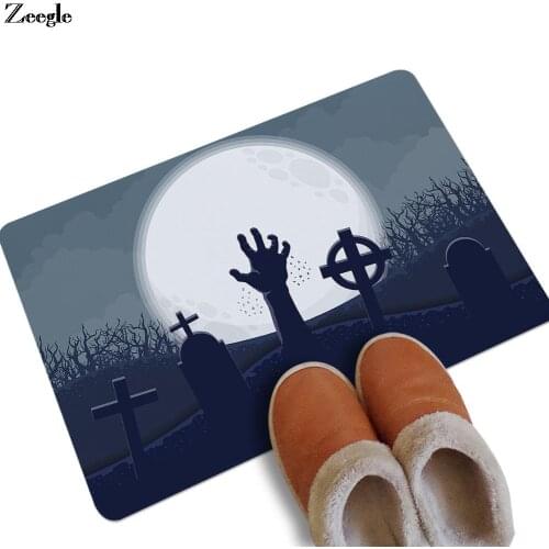 Home Decor Rubber Doormat Halloween Full Moon Water Absorbing Foot Mat Anti-slip Carpet Floor Mats Outdoor Front Door Mats