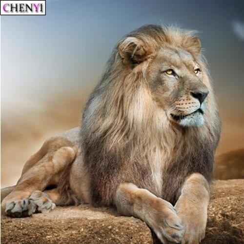 CHENYI Lion Animal Full Resin Diamond Painting Cross Stitch Square Diamond Mosaic Craft Diamond Embroidery Diy Needlework Gifts
