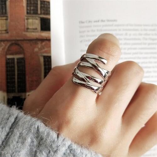 New High Quality Vintage Silver Womens Winding Ring Thailand Open Line Woven Finger Ring Creative Jewelry Birthday Gift Unisex