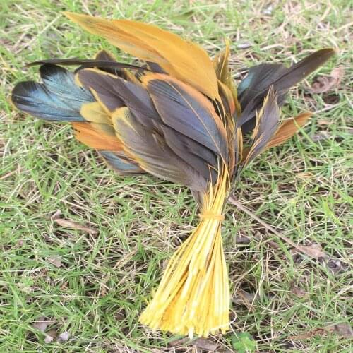 Beautiful 10pcs 5-7 inch/12-18cm Yellow rooster feathers Clothing jewelry Headwear Christmas Holiday Decorative Feathers