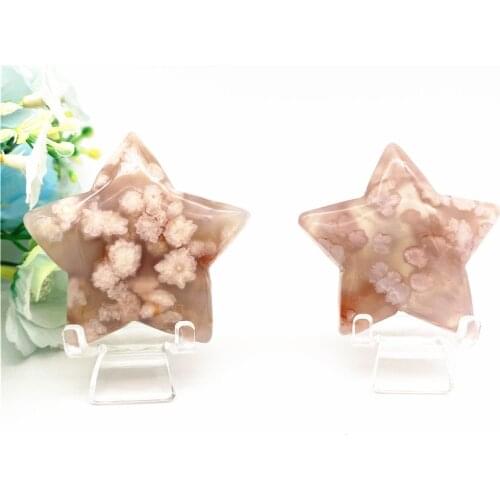 Beautiful Natural Sakura Agate Crystals Stars Shaped Healing DIY Polished Stone Gemstone Decoration Natural Srones and Crystals
