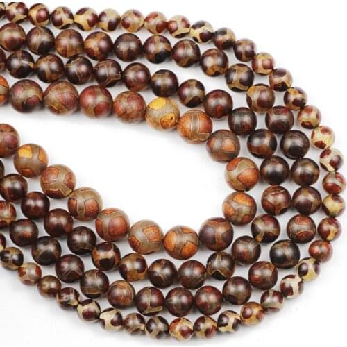 Round Buddhism Tibetan Dzi Loose Beads Natural Stone For Handmade Pendant Bracelet Necklace Making DIY Trendy jewelry 8 10 12mm