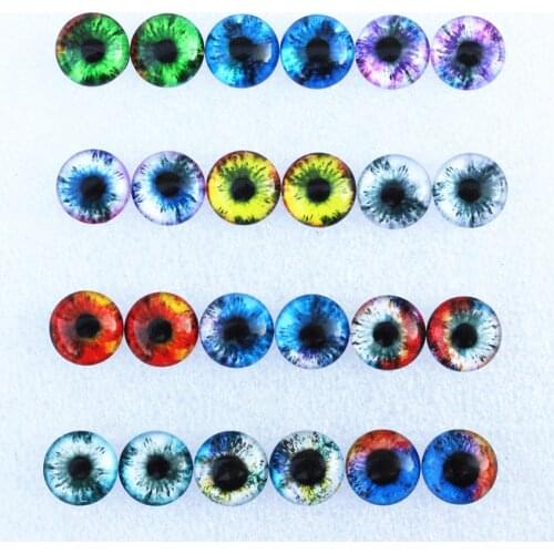 12mm Random Mixed Dragon Eyes Round Glass Cabochon Flatback Photo Dome Jewelry DIY Accessories Tray by pair 50pcs/lot K06126