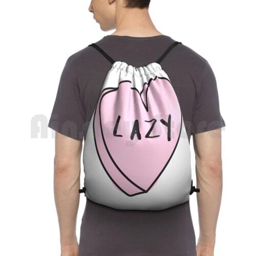 Lazy Sassy Conversation Heart ? Trendy / Hipster / Tumblr Meme Backpack Drawstring Bag Riding Climbing Gym Bag Sassy Funny