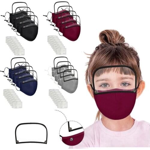 4pcs Kids Washable Reusable Face Mask With Filter And Detachable Eye Shield Masque Enfant Lavable Facemask Halloween Cosplay