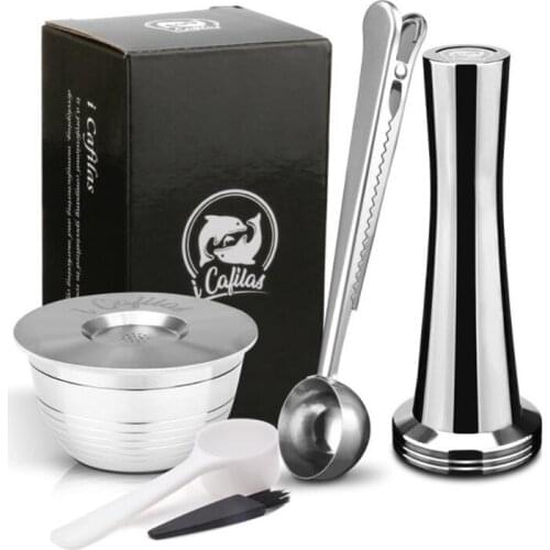 Stainless Steel Metal Reusable UCC Capsule Fit for Drip Coffee Machine Espresso Dripper Maker Refilable Spoon Clip