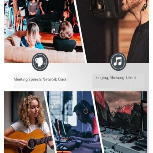 Metal USB Mic Condenser Recording Microphone Wiredwith Stand Arm for Computer PC Karaoke Studio Recording