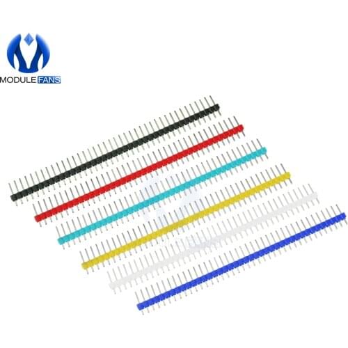 10Pcs Diy Electronic Kit One Single Row 40Pin 2.54mm Round Female Pin Header Black Red Blue Yellow White Green 40P DIP 40