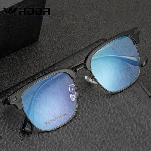 WIHODA Pure Titanium Mans Business Style Glasses Frame for Myopia, Square Prescription Glass Frames for Men F8657