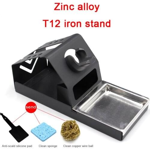 T12 Soldering Iron Station Stand Anti-static Metal Soldering Iron Holder With Insulation Pad Brass Wire Ball Tip Cleaner Sponge