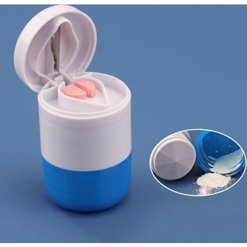 Portable 4 Layer Pill Tablet Grinder Powder Pill Cutter Medicine Splitter Box Storage Crusher Medicine Pill Holder Pill Divider