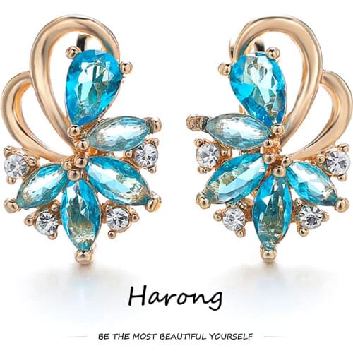 4 Color Noble Natural Zircon Flower Stud Earrings Red Green Color High Quality Earrings For Woman Aesthetic Luxury Jewelry Gift