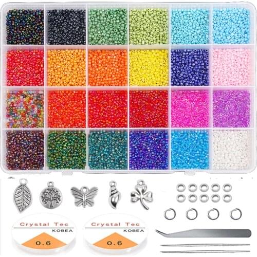 Glass seed beads starter kit 2mm small craft bead belt tool kit for DIY craft bracelet jewelry making supplies