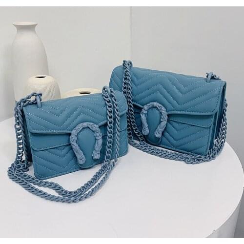 2020 New Shoulder Bag Chains Messenger Bag Fashion Girls Casual Handbag Simple Leisure Personality Small Square Women Bag