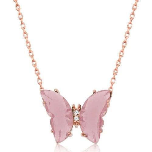 Tevuli 925 Sterling Silver Powder Glass Butterfly Pendant