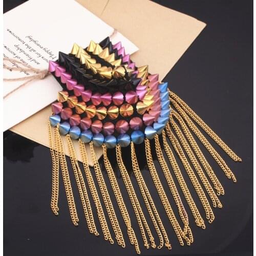 Vintage Rivets Epaulette Jewelery Tassel Big Shoulder Brooch Epaulet /epaulettes Spikes/escapulario Blazer Accessories/ Pin
