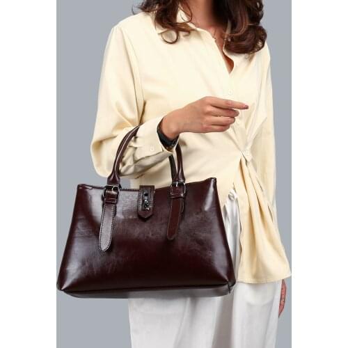 YILIAN Soft leather vintage tote for women 2021 Fashion versatile large capacity one shoulder crossbody bag