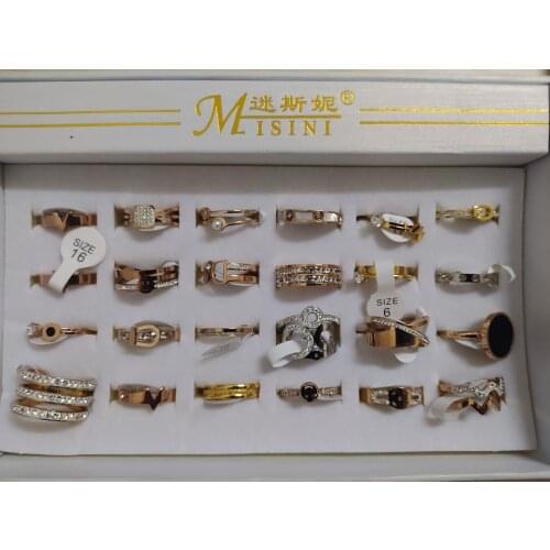 Freeshipping Womens stainless steel ring mix rings 24 pcs/box