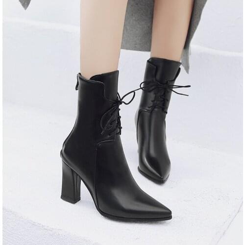 Winter The New fashion Pointed Thick with 9CM Knight boots black Sexy Plus velvet Keep warm High heel Women boots size 33-43