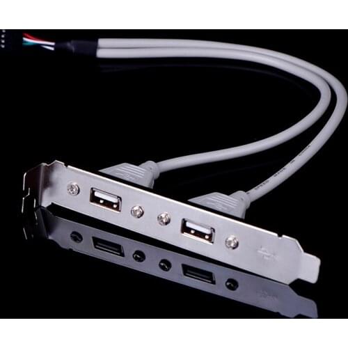 1Pc 2 Port USB2.0 Rear Panel Expansion Bracket To Motherboard USB Header Adapter