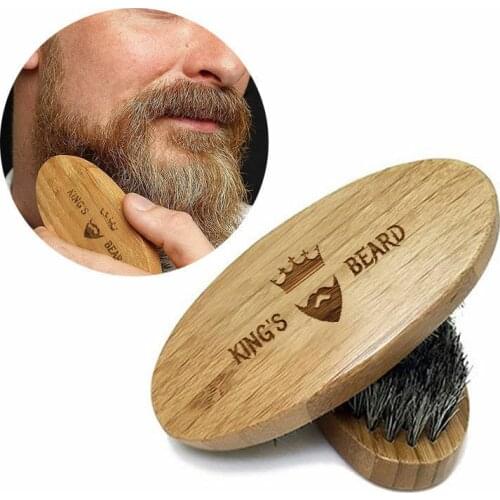1PCS Natural Bamboo Wood Boar Bristle Beard Brush Mustache Mens Beard Brush Facial Hair Beard Care Shaving Brush Tool