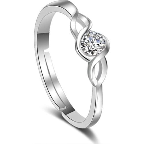 100% 925 sterling silver hot sell sweet shiny crystal ladies`adjustable rings women jewelry Christmas gift drop shipping