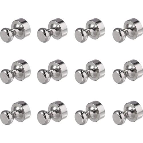 12pcs Metal Magnetic Push Pins Magnets Hooks Hanger for Refrigerator Whiteboard Map Calendar Home Office School Supplies