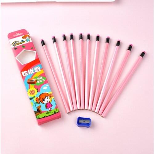 120pcs Kawaii Wood Pencil and Sharpener Set Cute Hexagon Pencil with Eraser for School Items Christmas Pencils Prizes for Kids