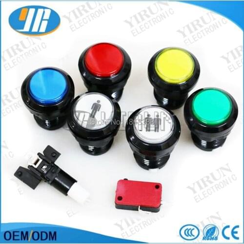 2pcs Plated illuminated 12v LED Arcade 1P / 2P Start Push Button with microswitch LOGO/1P or 2P button