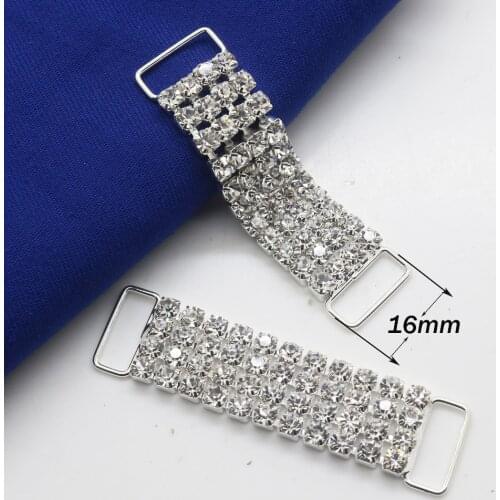 2017 New Fashion 2Pcs/Pack 60mm Crystal bikini connestor buckles Ribbon Shoulder strap Bridal Dress Accessories