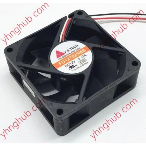Y.S TECH FD127025MB DC 12V 0.17A 70x70x25mm 3-Wire Server Cooling Fan