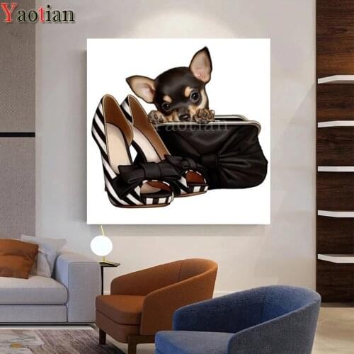5D DIY Diamond Painting Chihuahua/high heels/bag Diamond Embroidery Full Square round Drill Mosaic Cross Stitch Wall Decor