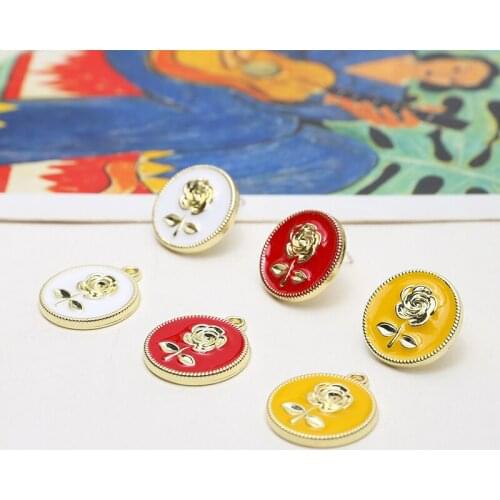 6pcs All-match rose flower figure alloy dripping round brand stud Earrings for Women Girl diy jewelry accessories material
