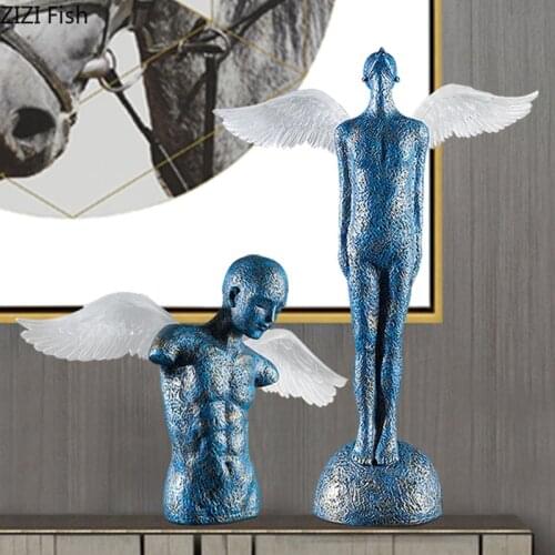 Abstract Figure Statue Ornaments Wings Character Figurines Living Room Decoration Large Crafts Sculpture Modern Home Decor