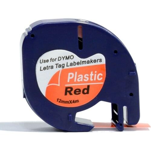 Free shipping 3PK 12mm Compatible Dymo Plastic Tape Letratag Label Black on Red 91203 For Dymo Printer Ribbon Cassette