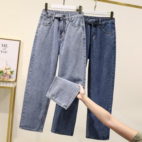 Zoki Vintage Women Jean Autumn High Waist Button Korean Full Length Mom Jeans Bf Blue Cotton Streetwear Cowboy Denim Pants 2020