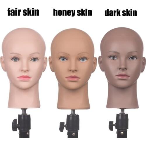 Bald Mannequin Head With Clamp Female Mannequin Head For Wig Making Hat Display Cosmetology Manikin Head For Makeup Practice