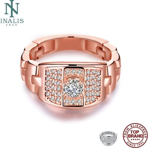 INALIS Romantic Creativity Rings For Women And Men Full 5A Clear Cubic Zirconia Unisex Rose Gold Ring Wedding Fashion Jewelry