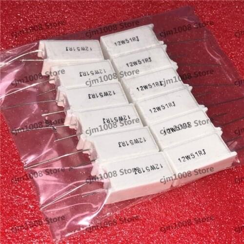 5Pcs ceramic 12W51R cement resistor 12W 51ohm 12W51RJ 12W 51RJ 12W 51R 12W51ohm 12W51 ohm 5% Vertical resistor