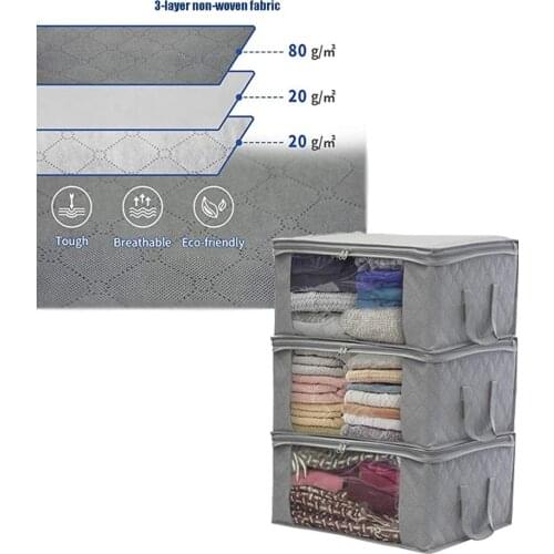 3 Pieces Quilt Storage Box,Non-Woven Foldable Dust-Proof Clothes Storage Bag,Help Save Space In The Closet,Large Toy Storage Bag