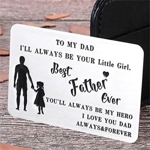 Engraved Wallet Insert Card,Dad I Will Always Be Your Little Girl, Best Father Ever I Love You, Fathers Day Gift DIY Wholesale