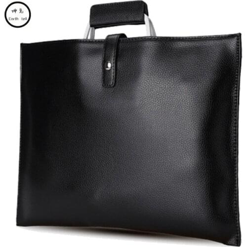 KUNDUI Men PU Leather handbag High Quality Leisure Handbags Luxury Designer Laptop Tote Bags Business Shoulder Messenger Bag