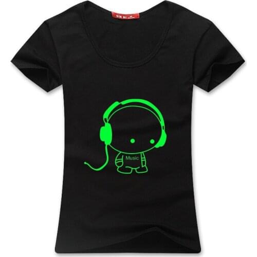 Girl Summer Noctilucent Short sleeved clothes students clothing dance night shining clothing ghost dance Headset Male T-shirt