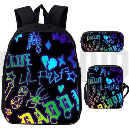 Fashion 3 Pcs/Set Lil Peep Bag 3D Print Schoolbags Hip Hop Rapper Backpack Men Women Anime Harajuku Teenager Laptop Book Bag