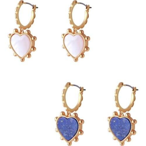 Fashionable, simple and caring Earrings inlaid with natural shell and stone