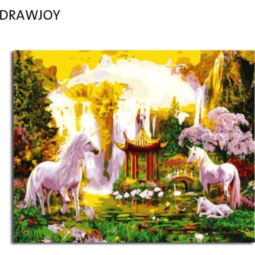 DRAWJOY Framed Picture Painting By Numbers Home Decor Painting&Calligraphy DIY Canvas Oil Painting Wall Art Unique Gift