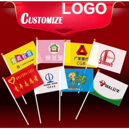 Customize Logo Hand-held Guide flag photo print sports game cheering hand flags Anniversary party supplies 50pcs/lot with sticks