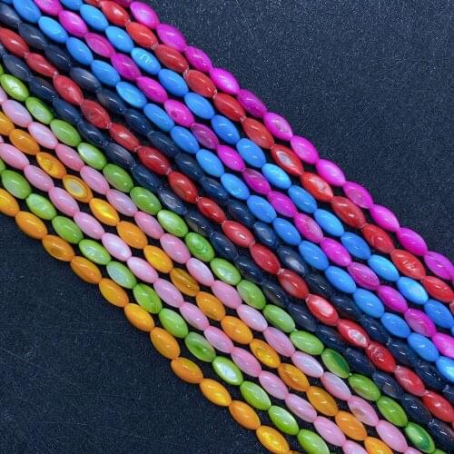 Natural Beads Freshwater Shells Rice Dyed Beads Charm Ladies DIY for Jewelry Making Necklace Accessories Size 4-9mm